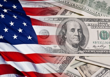American flag and money