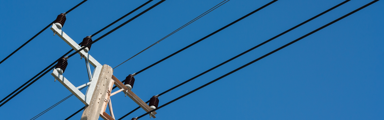Close up view of power lines