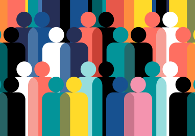 Abstract colorful graphic of group of people
