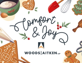 Image of Woods Aitken Comfort and Joy themed holiday card