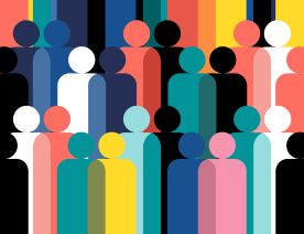 Abstract colorful graphic of group of people 