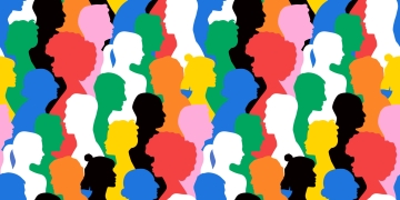 Crowd of people in different colors