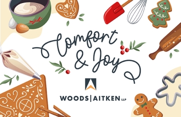 Image of Woods Aitken Comfort and Joy themed holiday card